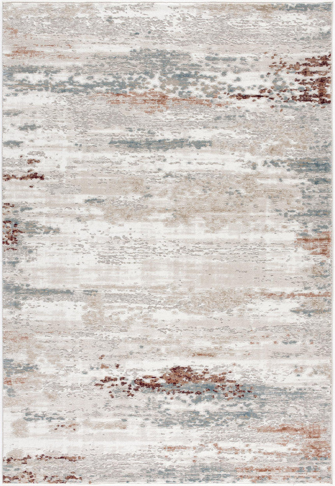 8"x11" Gray and Ivory Abstract Stria Area Rug