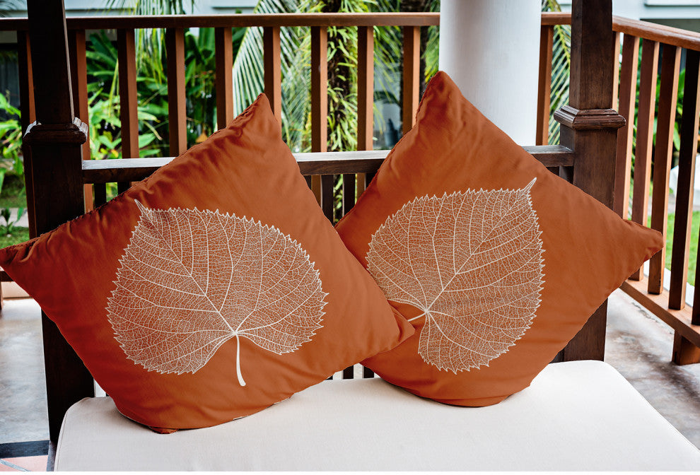 Leaf Study Indoor/Outdoor Throw Pillow, Nutmeg, 20"x20"