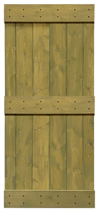 Stained Solid Pine Wood Sliding Barn Door, Jungle Green, 30"x84", Mid-Bar