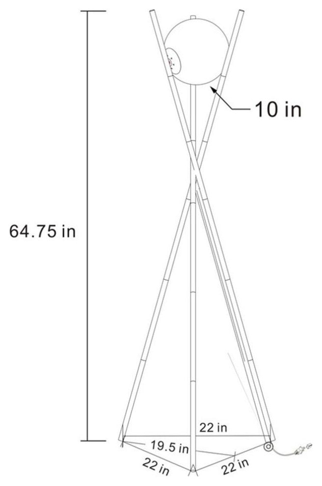 Pemberly Row Contemporary Metal Tripod Floor Lamp in Gold Finish