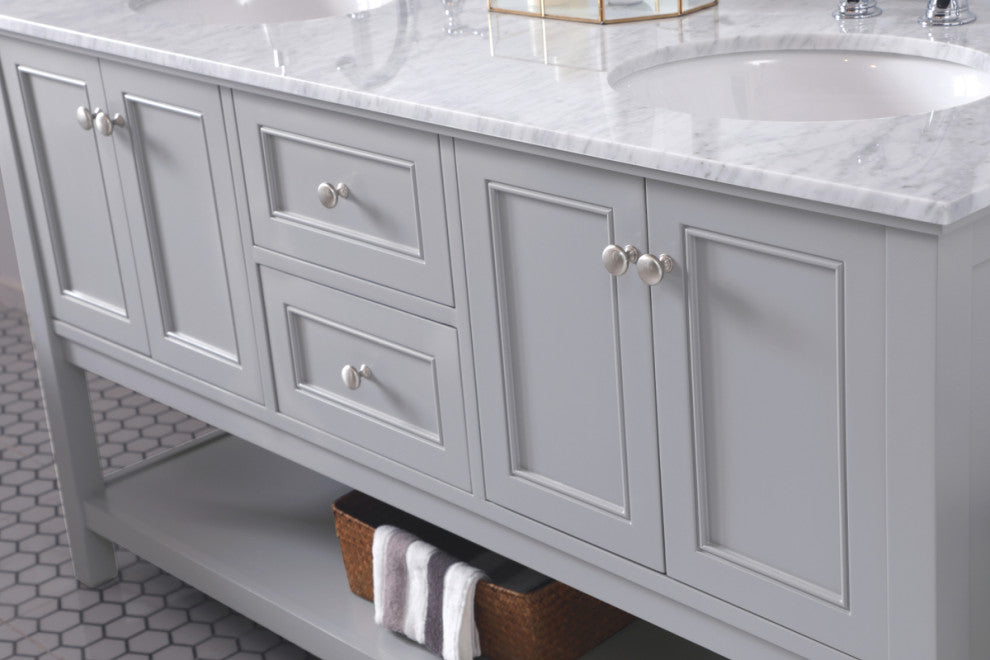 Home Living 60" Double Sink Bathroom Vanity Set, Gray