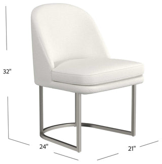 Pearl Dining Chair - Bone Fabric/Brushed Silver