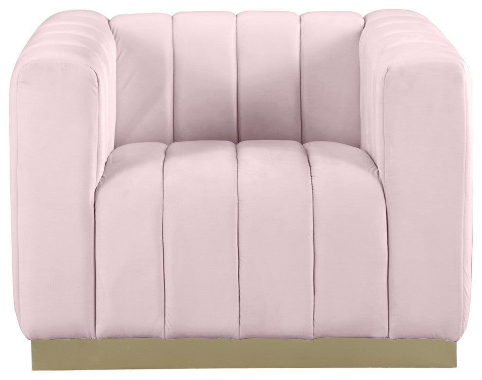 Marlon Velvet Upholstered Chair, Pink