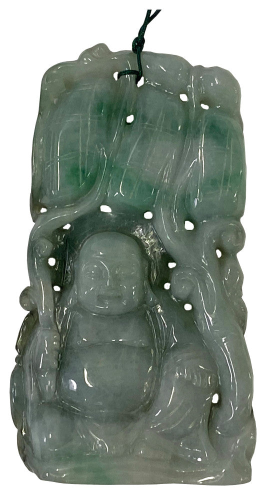 Chinese Jade Carved Happy Buddha Ornament Display