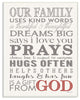 Our Family Dream Pray Gray Red & White Typography Wall Plaque Art, 13"x19"