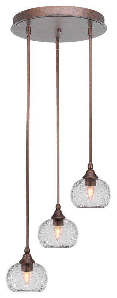 Empire 3-Light Cluster Pendalier, Bronze/Clear Bubble