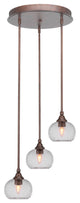 Empire 3-Light Cluster Pendalier, Bronze/Clear Bubble