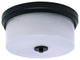 12" 2-Light Flush Mount Light, Matte Black, White Marble Glass