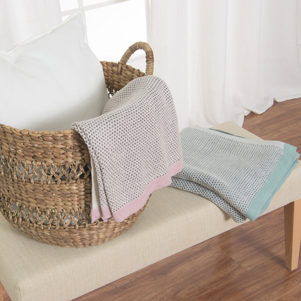 Woven Honeycomb Throw, Pink