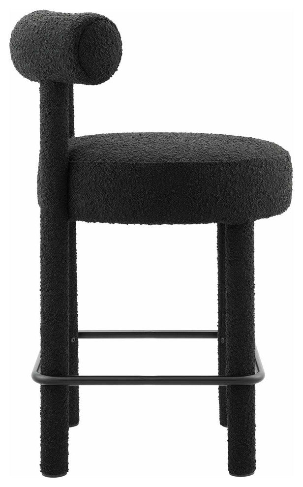 Toulouse Boucle Fabric Counter Stool - Black Black