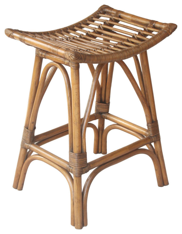 Imari Rattan Counter Stool, Canary Brown Black Washed