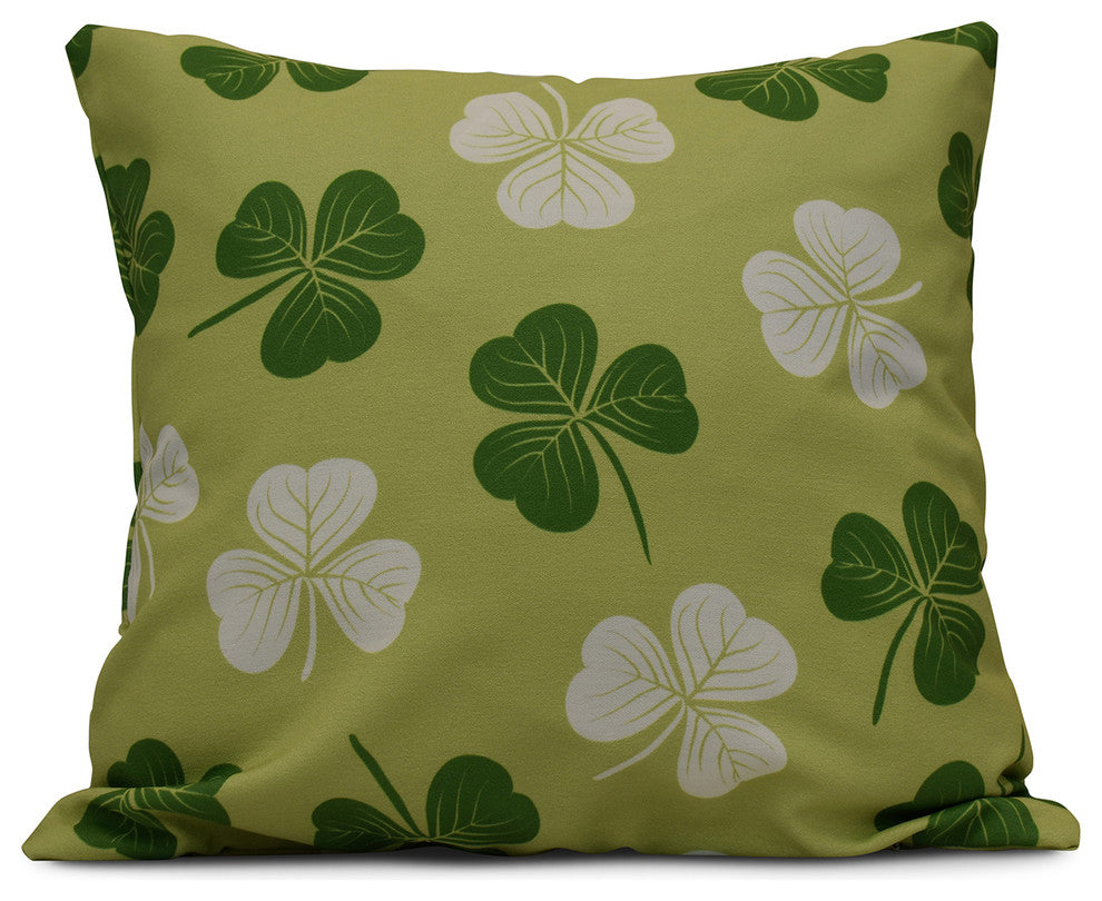 Lucky, Holiday Floral Print Pillow, Green, 20"x20"