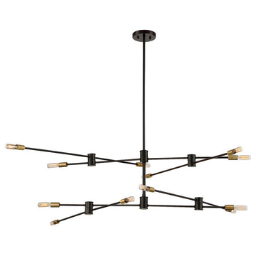 Lyrique 12-Light Chandelier, Bronze and Brass