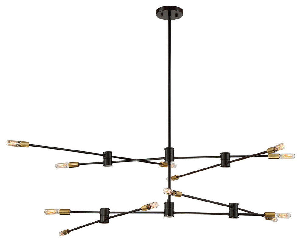 Lyrique 12-Light Chandelier, Bronze and Brass