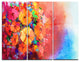 "Bouquet of Gerbera Flowers" Glossy Metal Wall Art, 3 Panels, 36"x28"