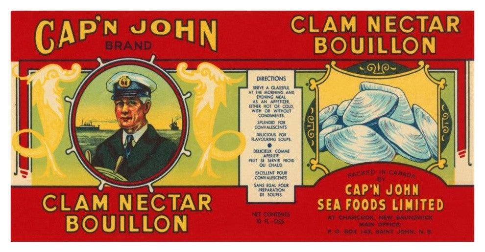 "Cap'n John Brand Clam Nectar Bouillon" Paper Print by Retrolabel, 38"x20"