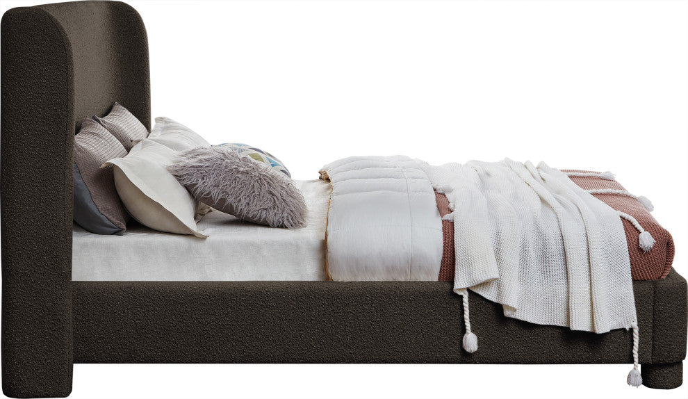 Penny Bed, Brown, Queen, Boucle Fabric