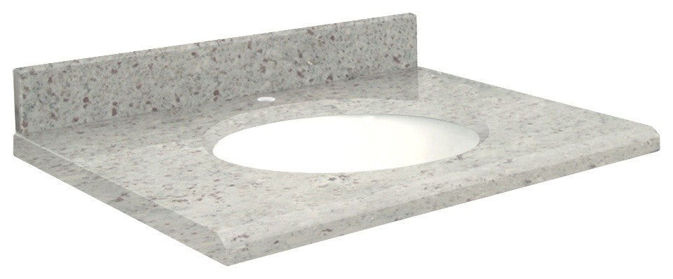 Granite 31"x22" Vanity Top, Single Faucet Hole, Giallo Parfait, White Bowl