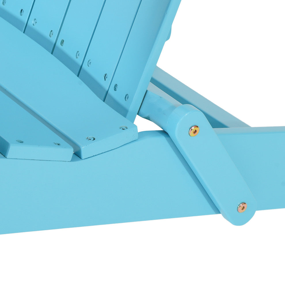 Cartagena Outdoor Acacia Wood Folding Adirondack Chair, Set of 4, Teal