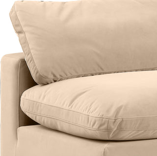 Comfy Upholstered Modular Sofa, Beige, 3-Piece: 3 Armless Chair, Velvet