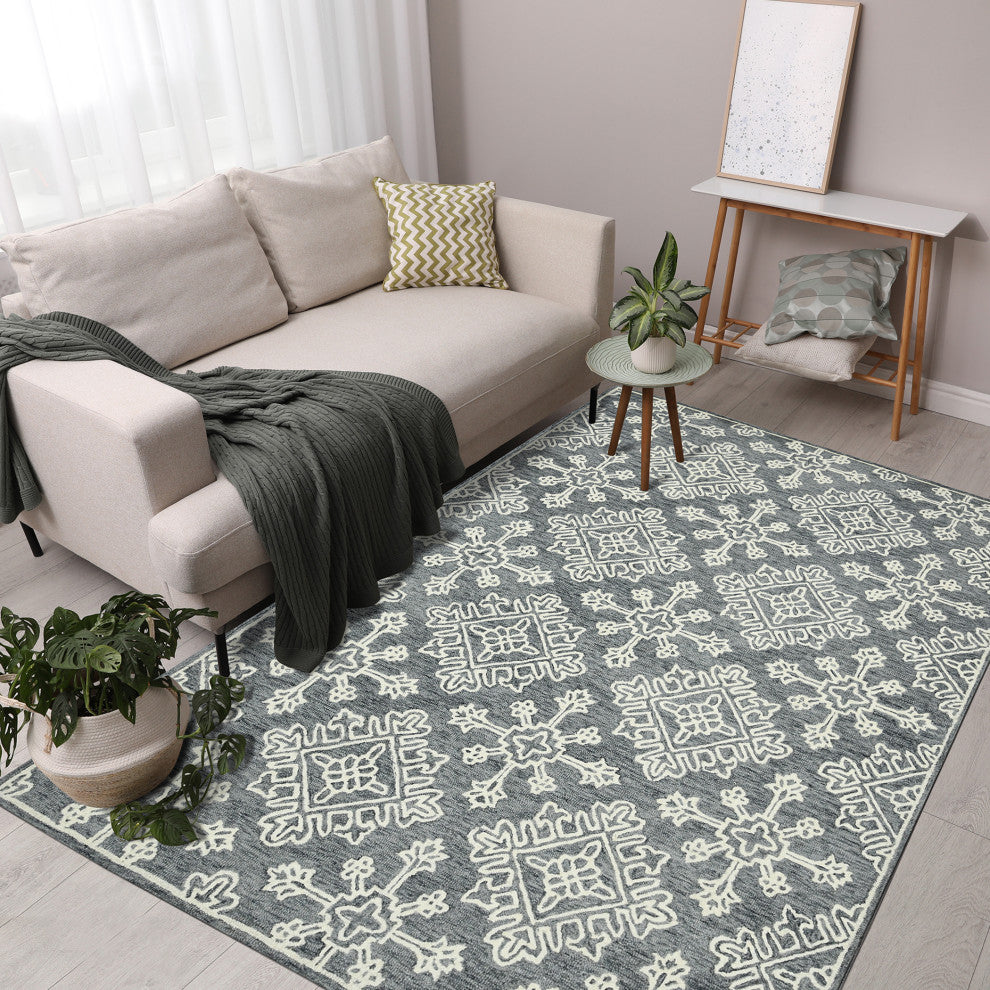 Boscage Penswick Area Rug, Dark Gray, 8' x 11', Geometric