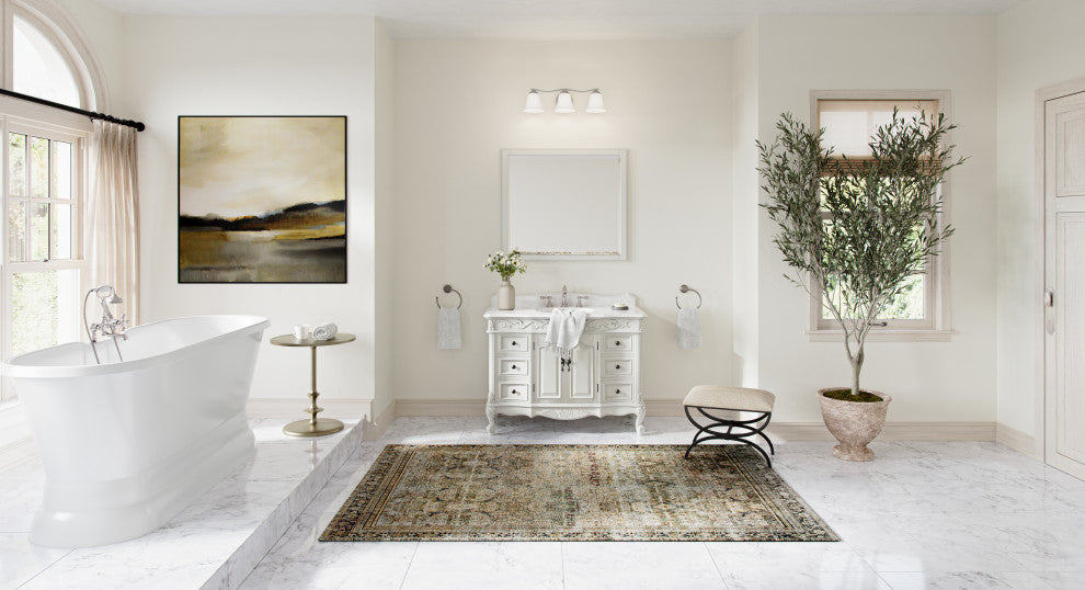 Antique White Traditional Style Single Sink Beckham Bathroom Vanity, White, 42", Single Sink, Freestanding