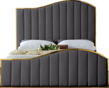 Jolie Black Velvet King Bed, Gray, Queen