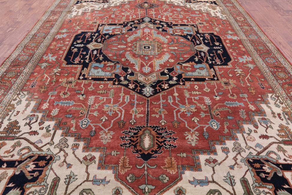 Persian Fine Serapi Handmade Wool Rug 9' 9" X 13' 10" - Q14704