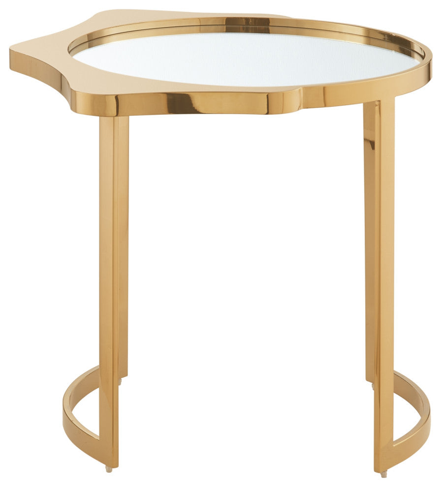 Inspired Home Xayden End Table, Mirrored Top, Gold