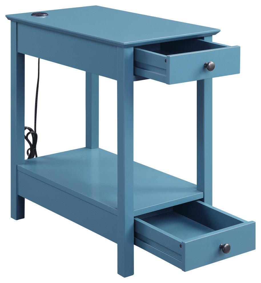 Byzad Side Table With USB Charging Dock, Teal