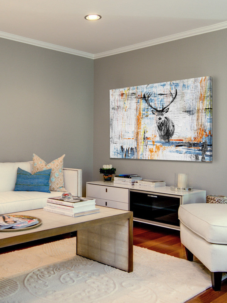 "Staring Deer" Painting Print on Wrapped Canvas, 45"x30"