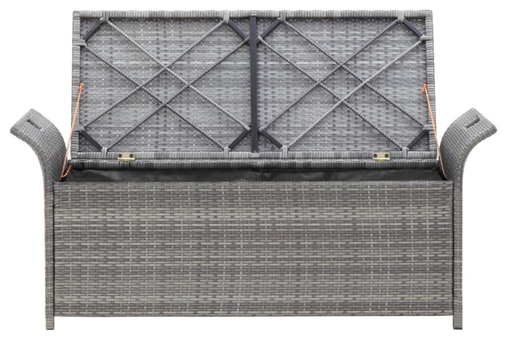 Vidaxl Storage Bench With Cushion Gray 54.3" Poly Rattan