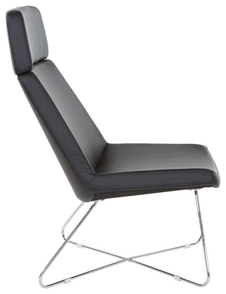 Geena Guest Chair, Dillon Black With Chrome Sled Base