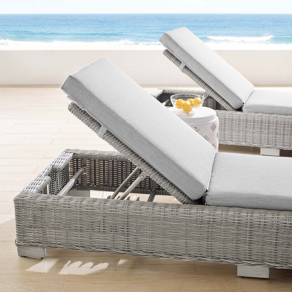 Lounge Chair Chaise, Sunbrella, Rattan, Wicker, Gray, Modern, Outdoor Patio