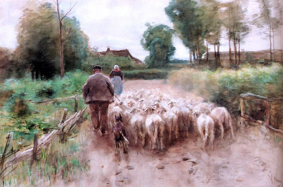 Anton Mauve Bringing Home The Flock, 18"x27" Wall Decal