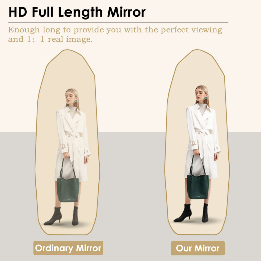 Easly 21x64 Diamond Shaped Irregular Floor Mirror, Gold
