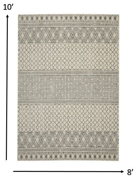 8' X 10' Gray Geometric Power Loom Area Rug