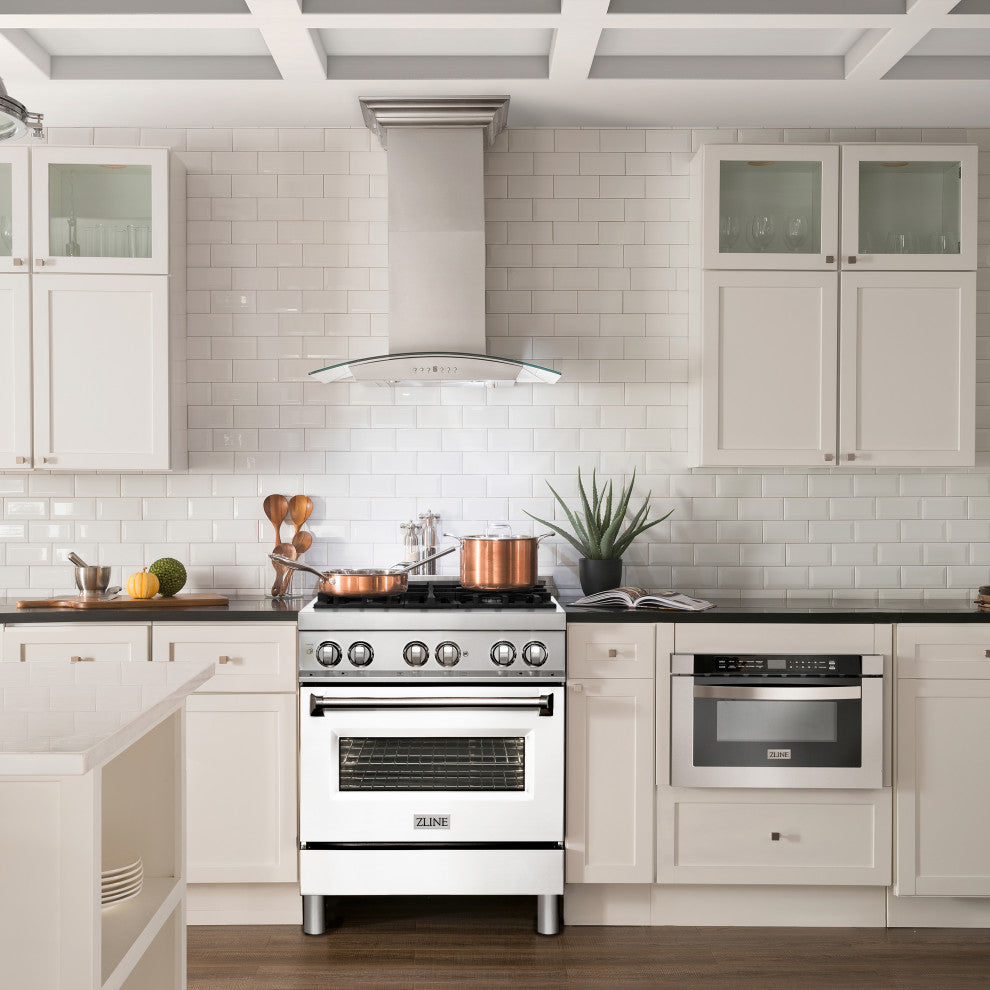 ZLINE 30 in. Professional Dual Fuel Range With White Matte Door, RA-WM-30
