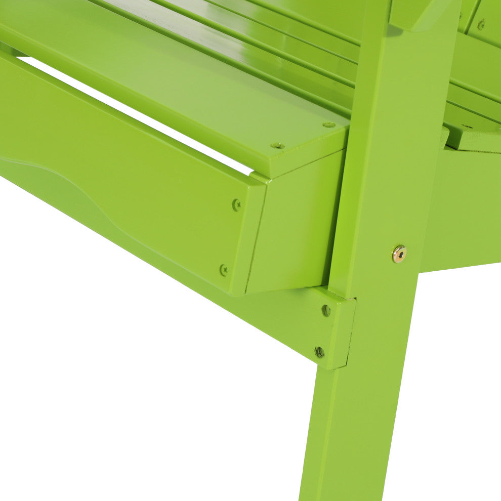 Cartagena Outdoor Acacia Wood Folding Adirondack Chair, Set of 4, Light Green
