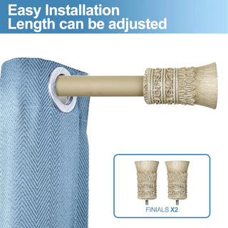 1" Diameter Tribale Curtain Rod, 48"-84", Cottage
