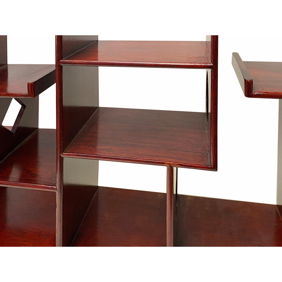 Chinese Brown Mahogany Rectangular Small Curio Display Stand Hws1752