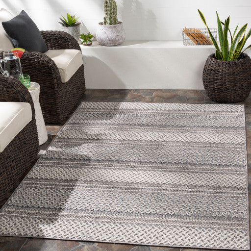 Surya Ariana RIA-2308 7'10"x10'3" Rug, Ivory/Denim/Blue/Peach/Light Gray/Black
