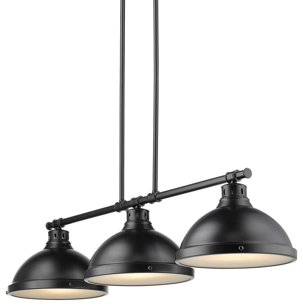 Duncan 3 Light Linear Pendant, Black, Matte Black Shades