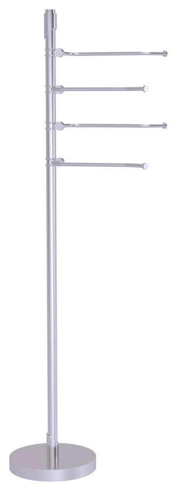 Floor Standing 49" 4 Pivoting Swing Arm Towel Holder, Satin Chrome