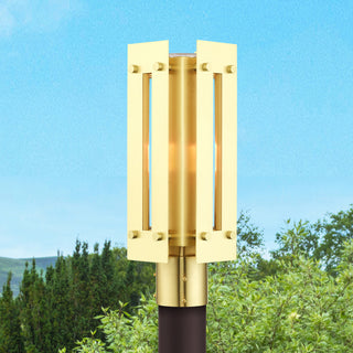 Livex Lighting Utrecht 1 Light Satin Brass Medium Outdoor Post Top Lantern