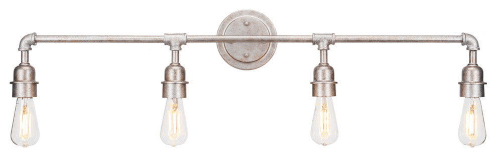 Vintage 4-Light Bath Bar, Aged Silver