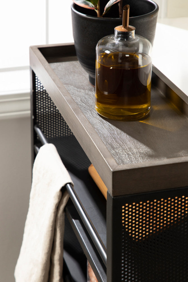 Piazza Storage Cart, Gray/Black 18x7x30
