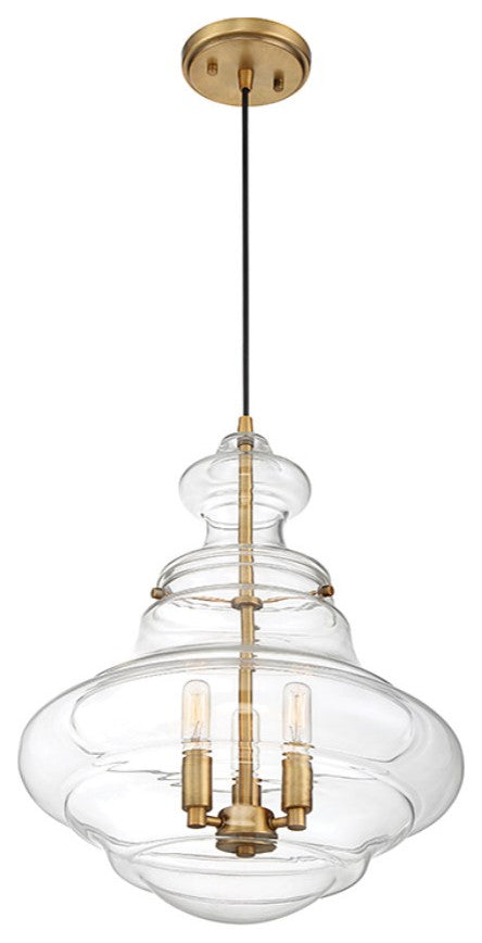 Savoy House Meridian 3 Light Pendant Natural Brass