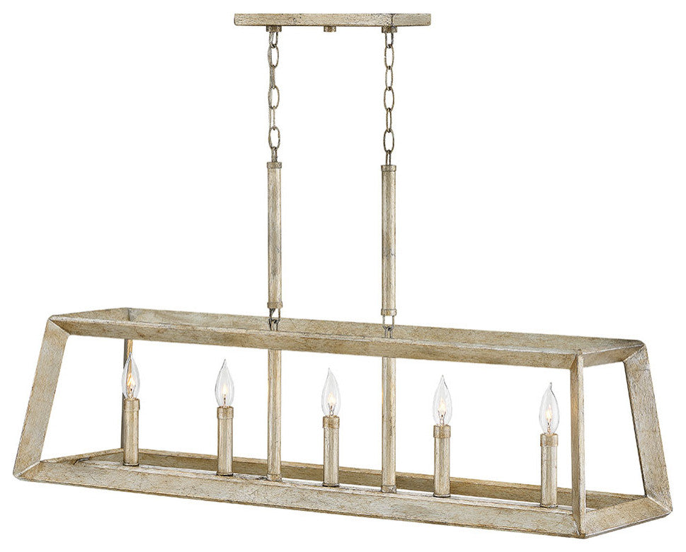 Hinkley Tinsley Five Light Linear, Silver Leaf