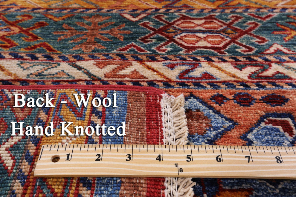 Super Kazak Khorjin Hand Knotted Rug 5' 10" X 7' 11" Q7647